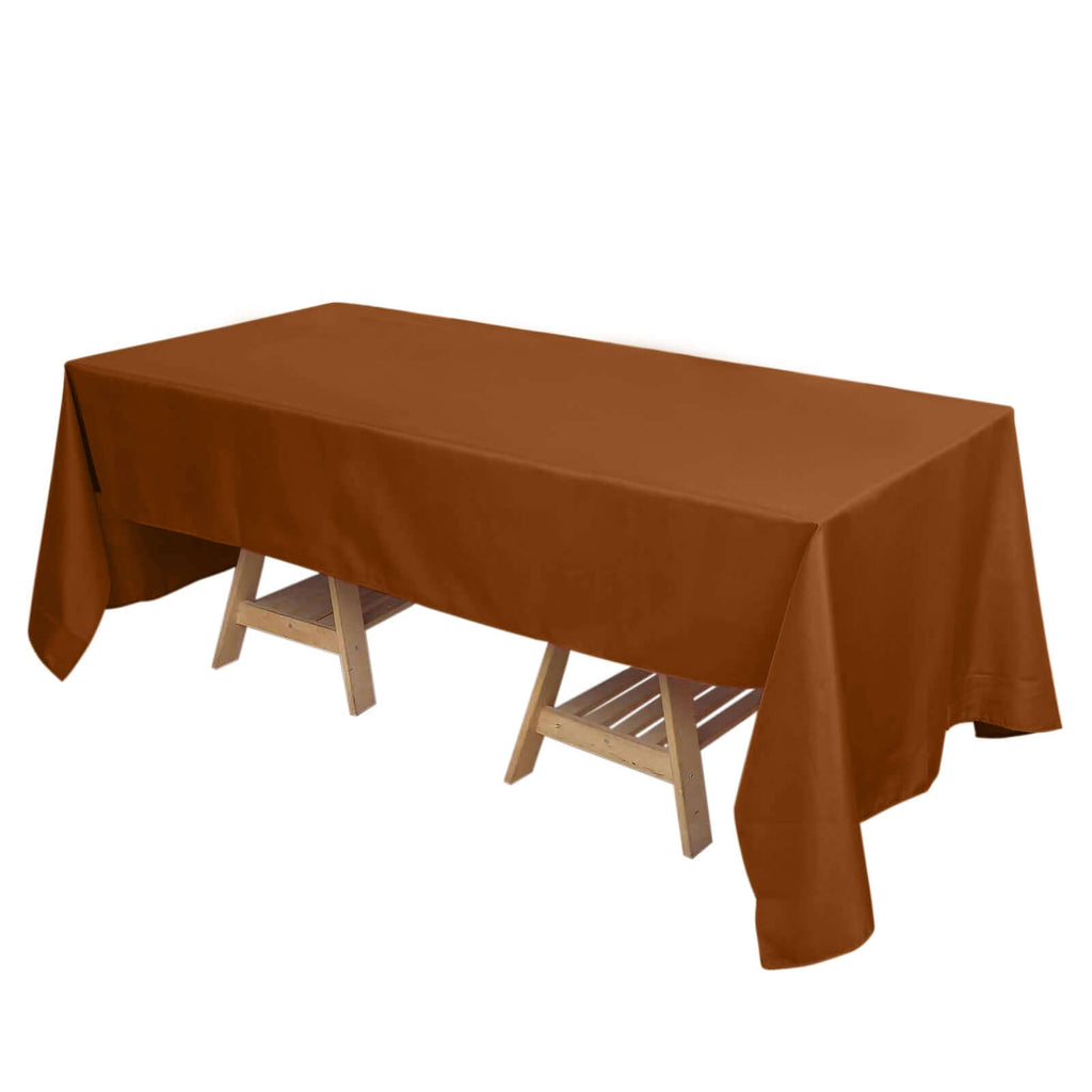 Polyester 72"x120" Rectangle Tablecloth Cinnamon Brown - Durable and Stylish Table Cover - Bell Racket Store