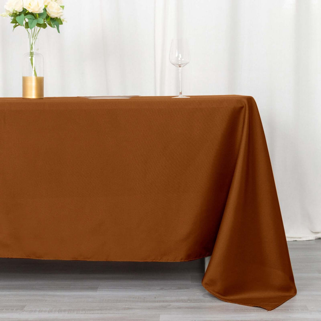 Polyester 72"x120" Rectangle Tablecloth Cinnamon Brown - Durable and Stylish Table Cover - Bell Racket Store