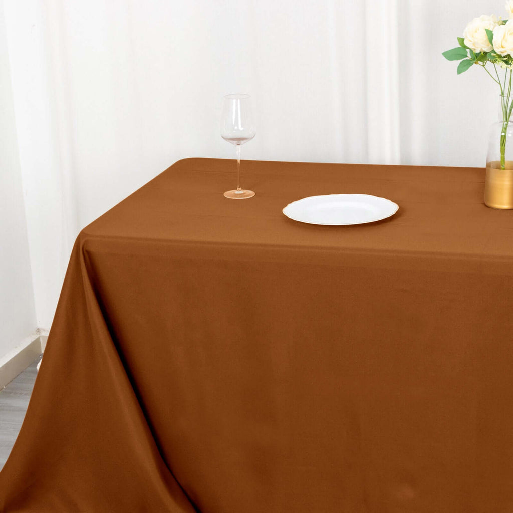 Polyester 72"x120" Rectangle Tablecloth Cinnamon Brown - Durable and Stylish Table Cover - Bell Racket Store