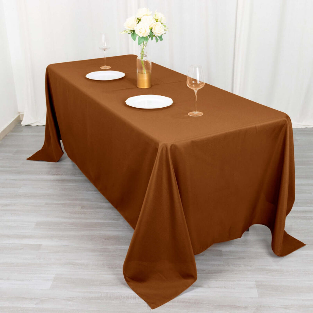Polyester 72"x120" Rectangle Tablecloth Cinnamon Brown - Durable and Stylish Table Cover - Bell Racket Store