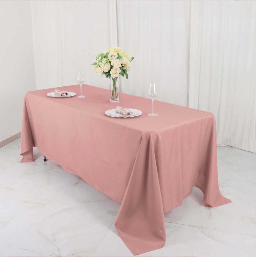 Polyester 72"x120" Rectangle Tablecloth Dusty Rose - Durable and Stylish Table Cover - Bell Racket Store