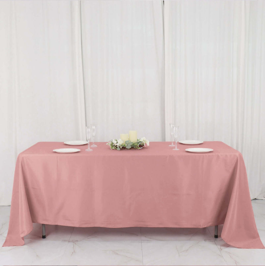 Polyester 72"x120" Rectangle Tablecloth Dusty Rose - Durable and Stylish Table Cover - Bell Racket Store