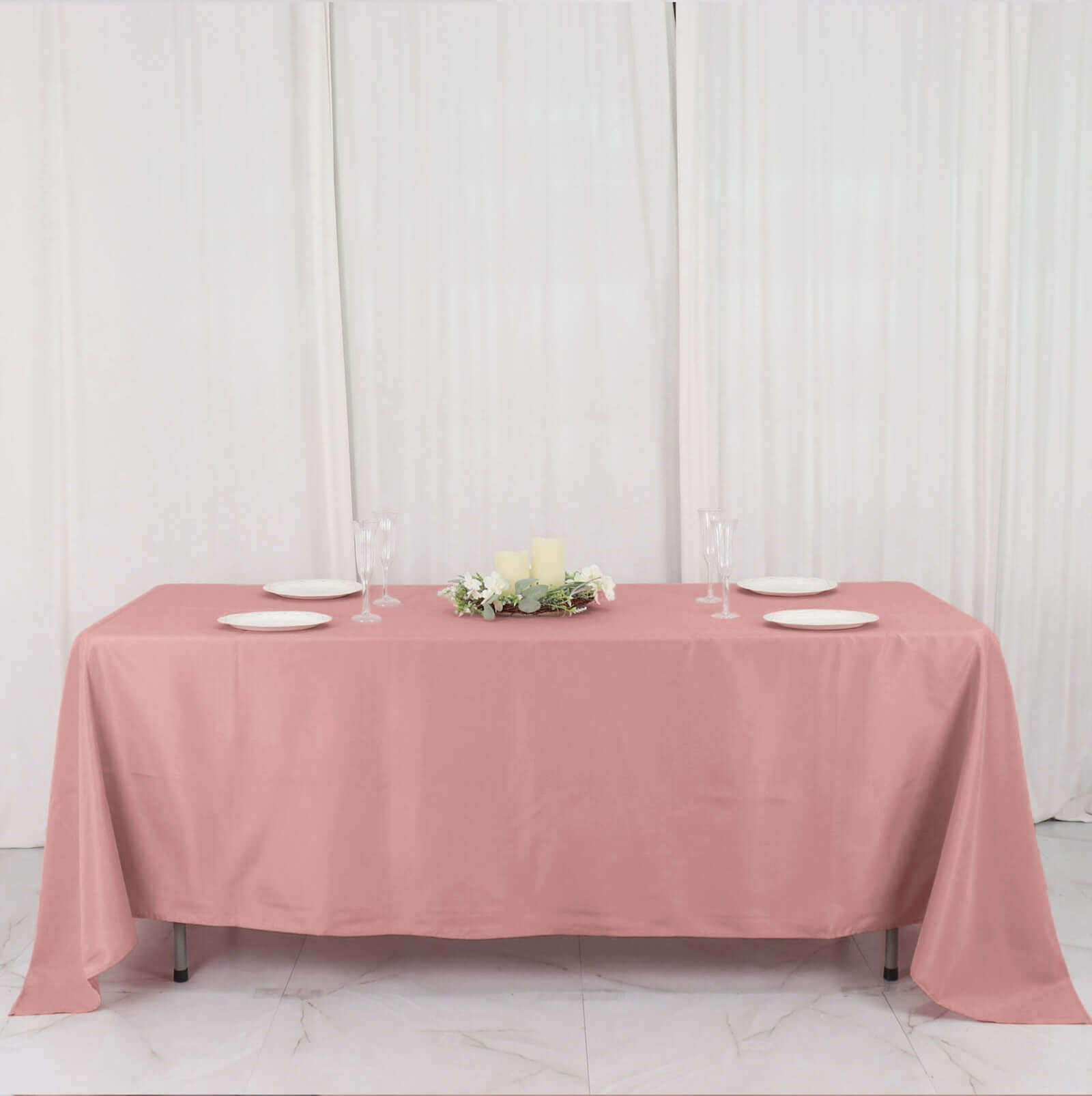 Polyester 72"x120" Rectangle Tablecloth Dusty Rose - Durable and Stylish Table Cover - Bell Racket Store