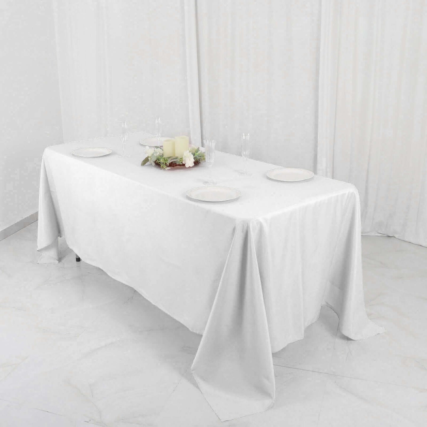 Polyester 72"x120" Rectangle Tablecloth White - Durable and Stylish Table Cover for Events - NestOCart