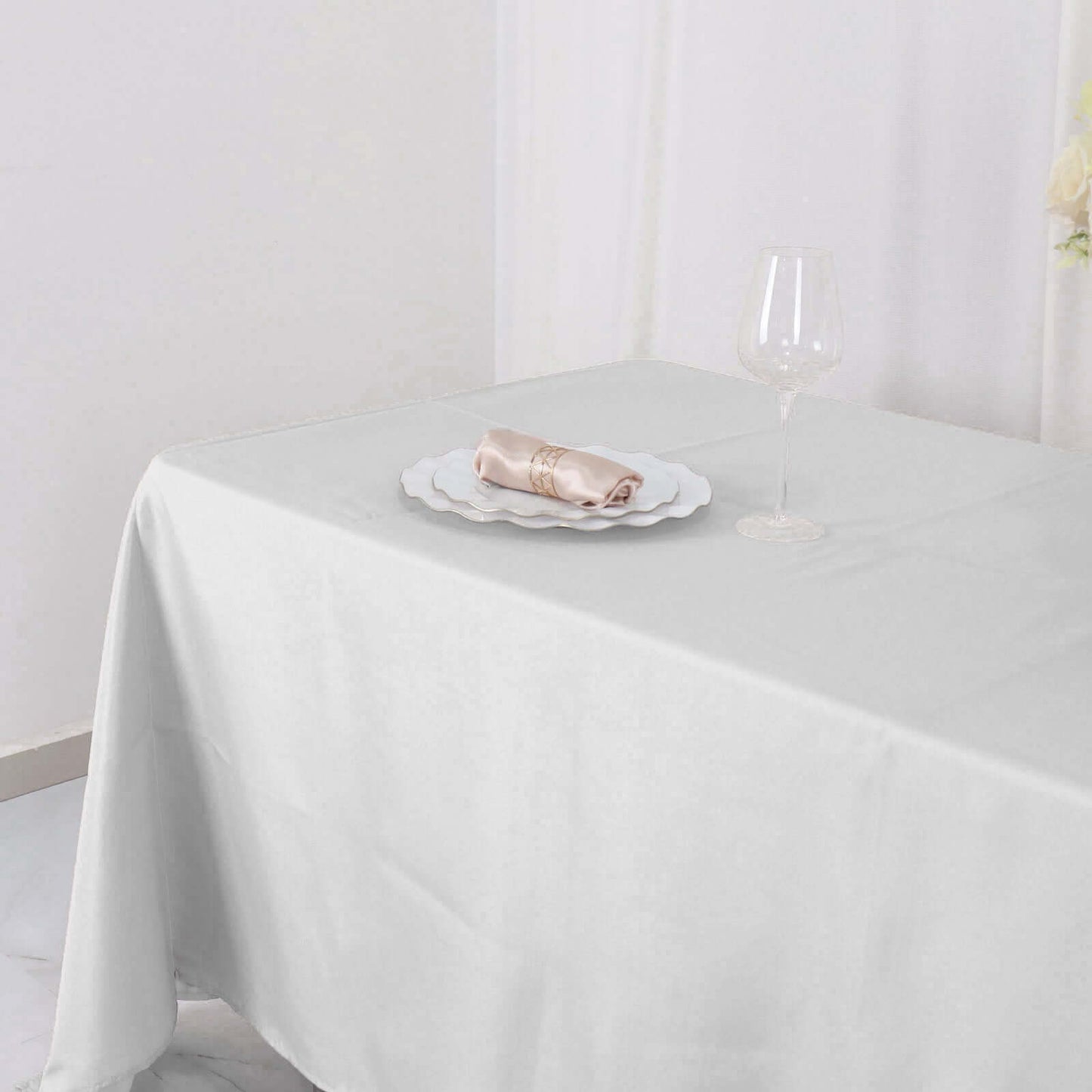 Polyester 72"x120" Rectangle Tablecloth White - Durable and Stylish Table Cover for Events - NestOCart