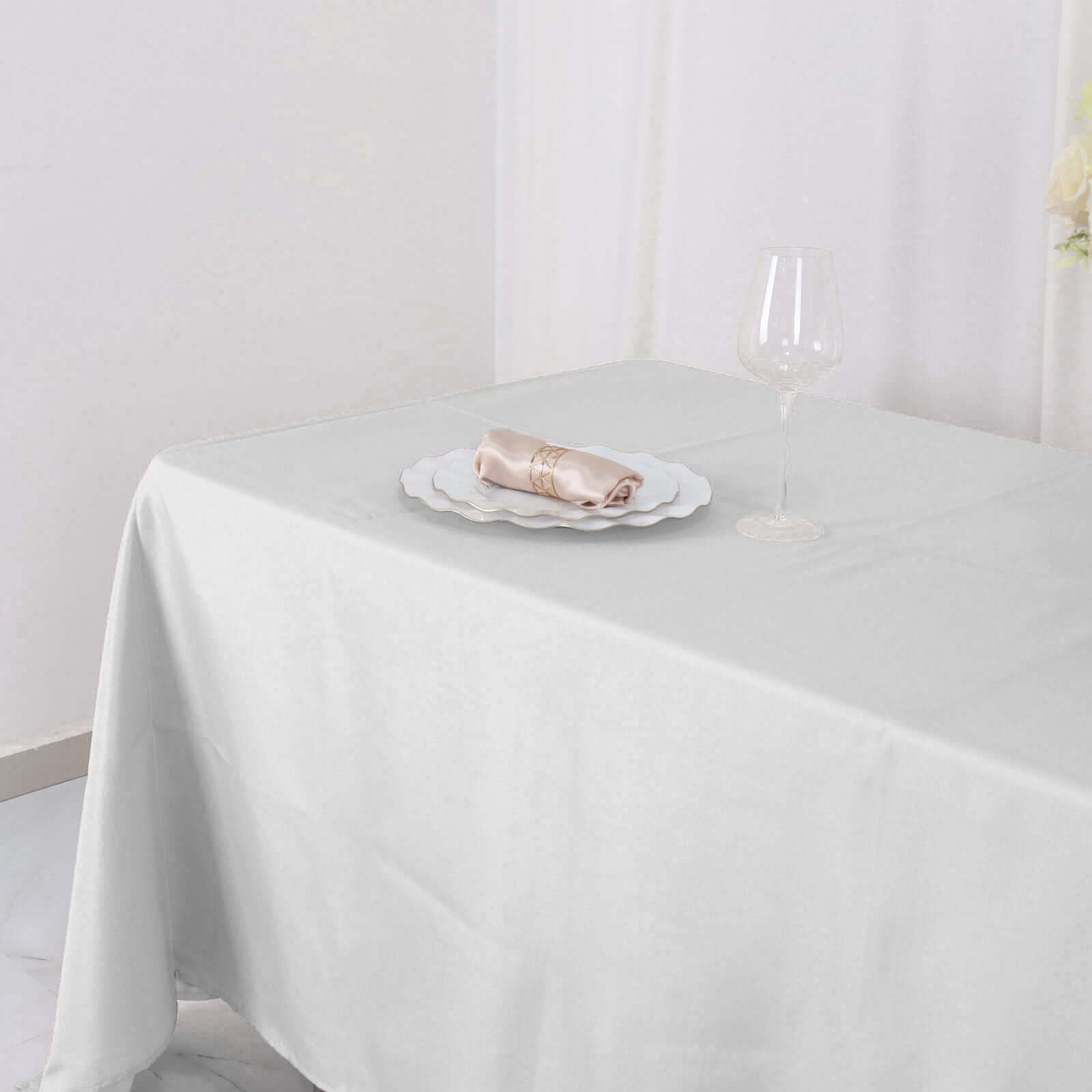 Polyester 72"x120" Rectangle Tablecloth White - Durable and Stylish Table Cover for Events - NestOCart
