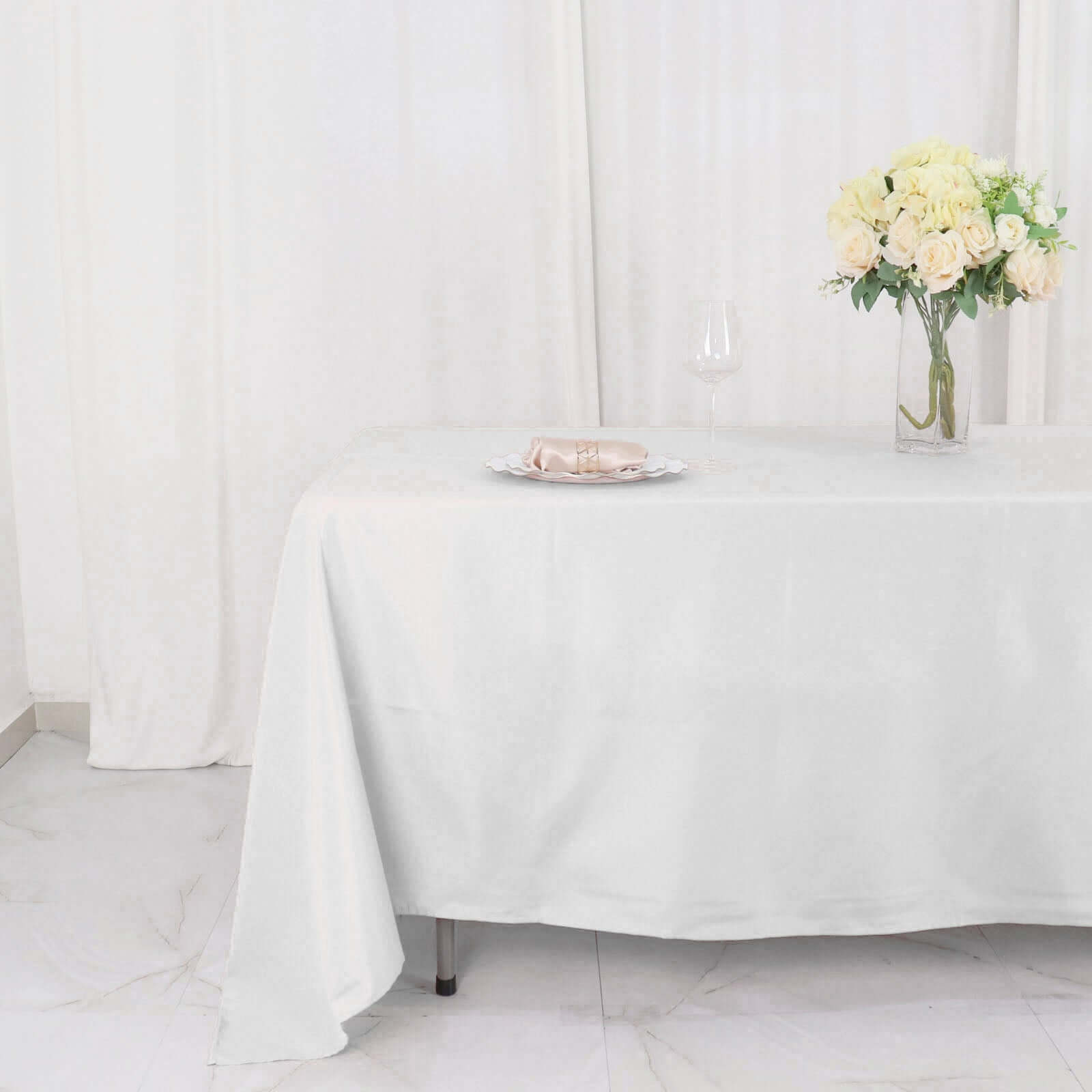 Polyester 72"x120" Rectangle Tablecloth White - Durable and Stylish Table Cover for Events - NestOCart