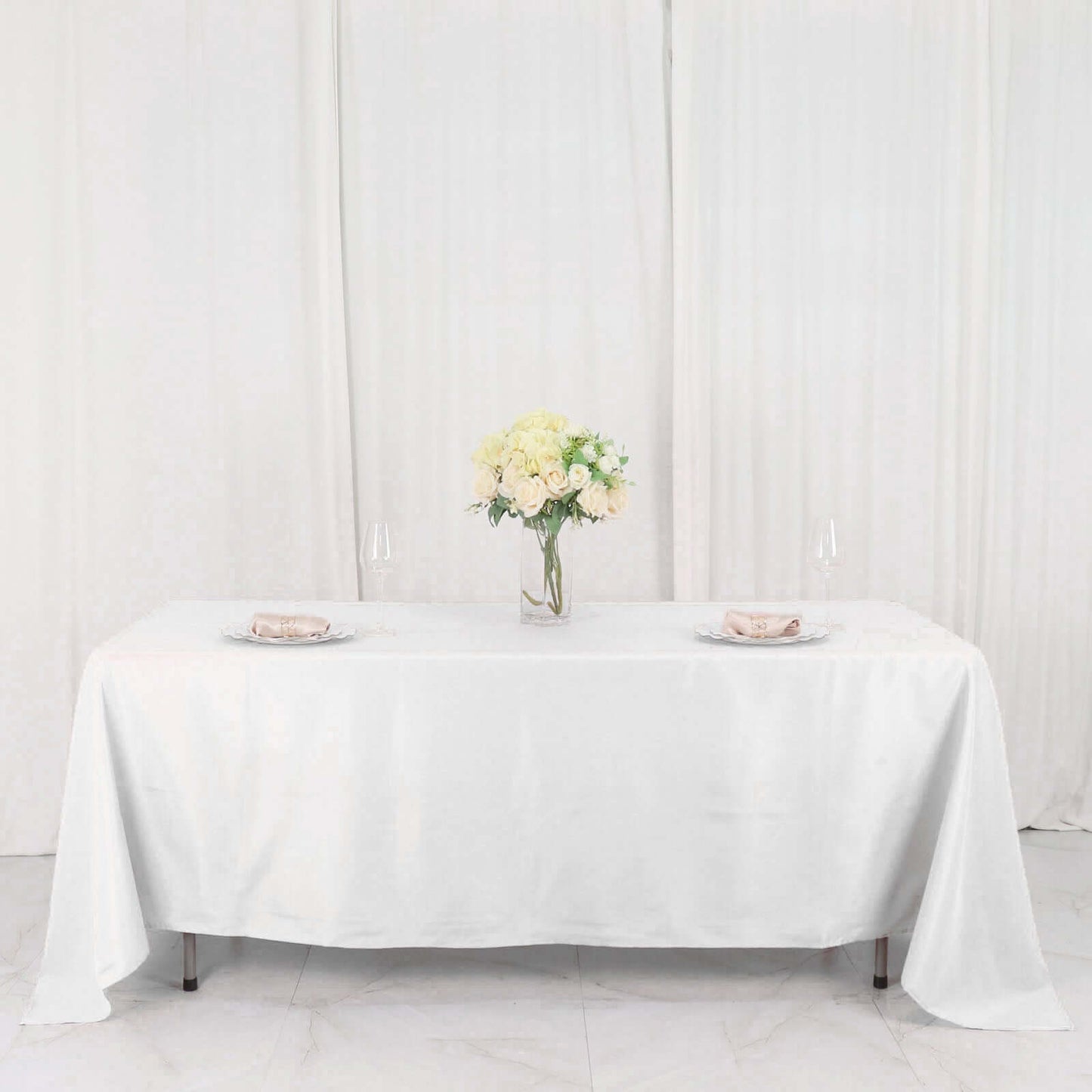 Polyester 72"x120" Rectangle Tablecloth White - Durable and Stylish Table Cover for Events - NestOCart