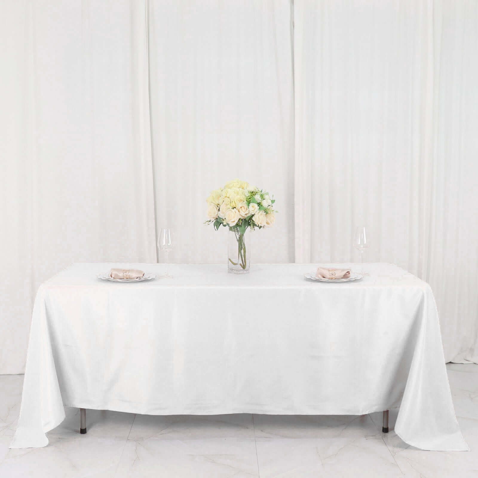 Polyester 72"x120" Rectangle Tablecloth White - Durable and Stylish Table Cover for Events - NestOCart