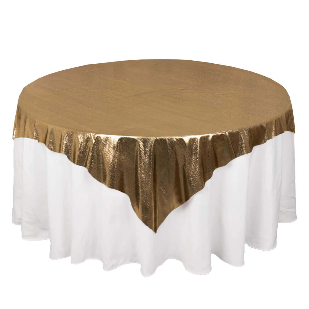 Polyester 72"x72" Table Overlay Square Tablecloth Antique Gold - Sequin Dots Wrinkle - Free Table Cover - Bell Racket Store