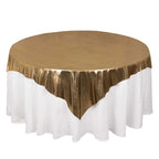 Polyester 72"x72" Table Overlay Square Tablecloth Antique Gold - Sequin Dots Wrinkle - Free Table Cover - Bell Racket Store