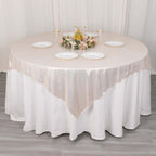 Polyester 72"x72" Table Overlay Square Tablecloth Beige - Sequin Dots Wrinkle - Free Table Cover - Bell Racket Store