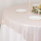 Polyester 72"x72" Table Overlay Square Tablecloth Beige - Sequin Dots Wrinkle - Free Table Cover - Bell Racket Store