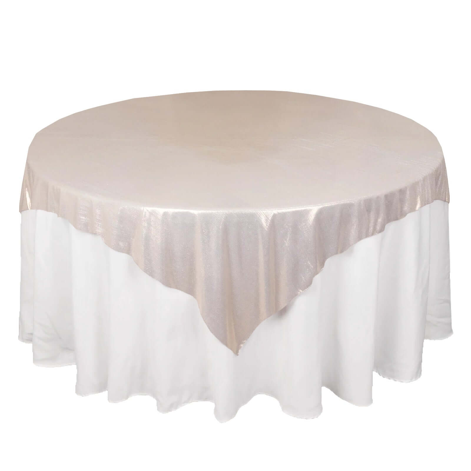 Polyester 72"x72" Table Overlay Square Tablecloth Beige - Sequin Dots Wrinkle - Free Table Cover - Bell Racket Store