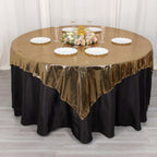 Polyester 72"x72" Table Overlay Square Tablecloth Black - Gold Foil Disco Mirror Ball Design for Stylish Celebrations - Bell Racket Store