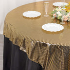 Polyester 72"x72" Table Overlay Square Tablecloth Black - Gold Foil Disco Mirror Ball Design for Stylish Celebrations - Bell Racket Store