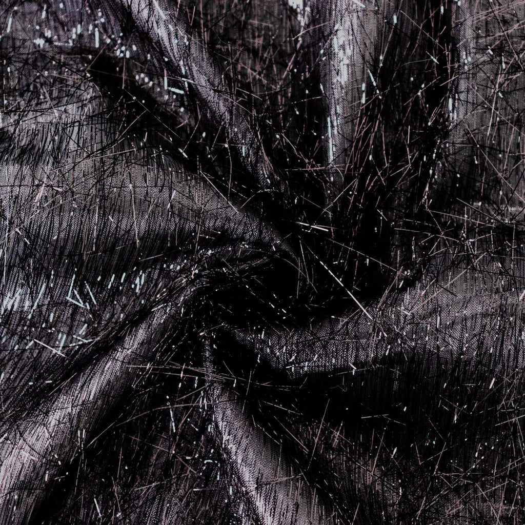 Polyester 72"x72" Table Overlay Square Tablecloth Black - Metallic Fringe Shag Tinsel Table Cover - Bell Racket Store
