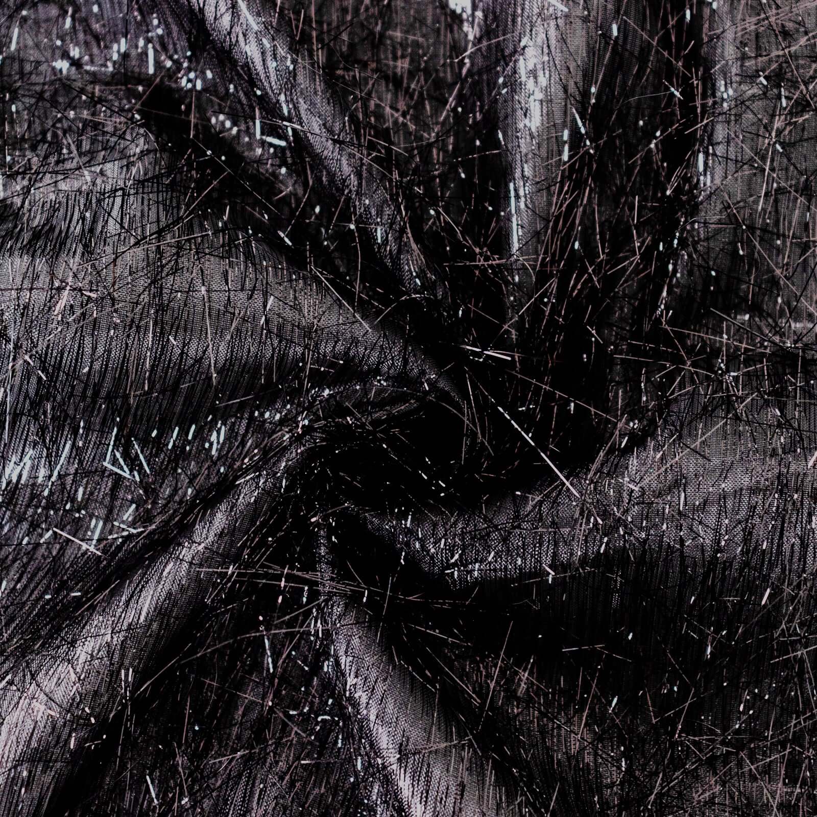 Polyester 72"x72" Table Overlay Square Tablecloth Black - Metallic Fringe Shag Tinsel Table Cover - Bell Racket Store