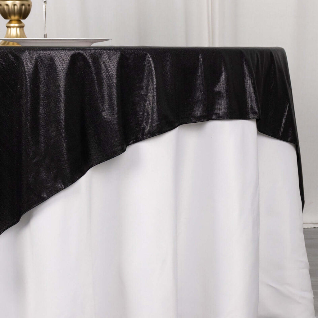 Polyester 72"x72" Table Overlay Square Tablecloth Black - Sequin Dots Wrinkle - Free Table Cover - Bell Racket Store