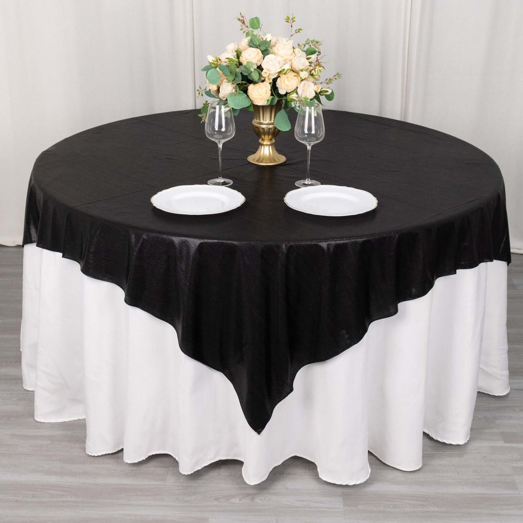 Polyester 72"x72" Table Overlay Square Tablecloth Black - Sequin Dots Wrinkle - Free Table Cover - Bell Racket Store