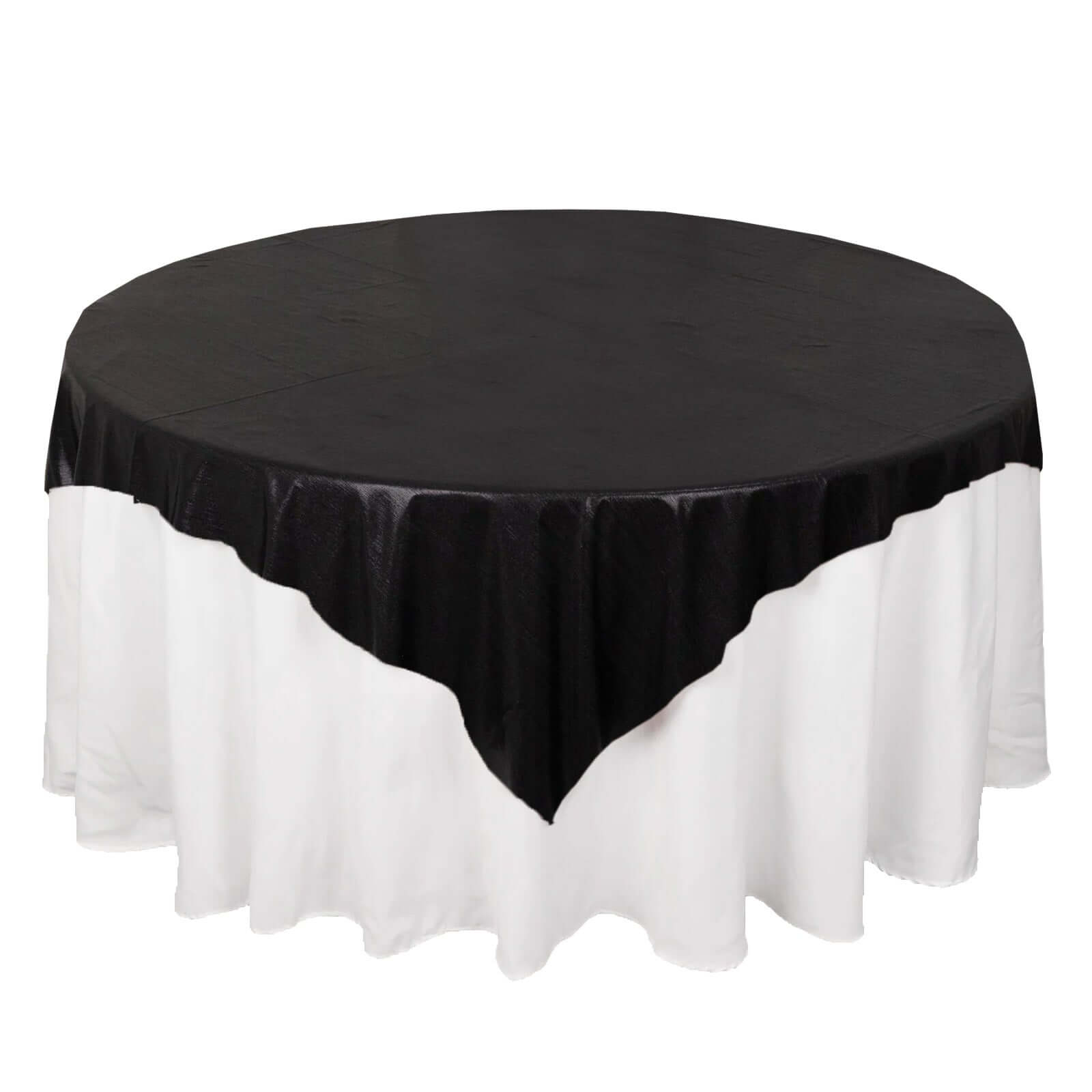 Polyester 72"x72" Table Overlay Square Tablecloth Black - Sequin Dots Wrinkle - Free Table Cover - Bell Racket Store