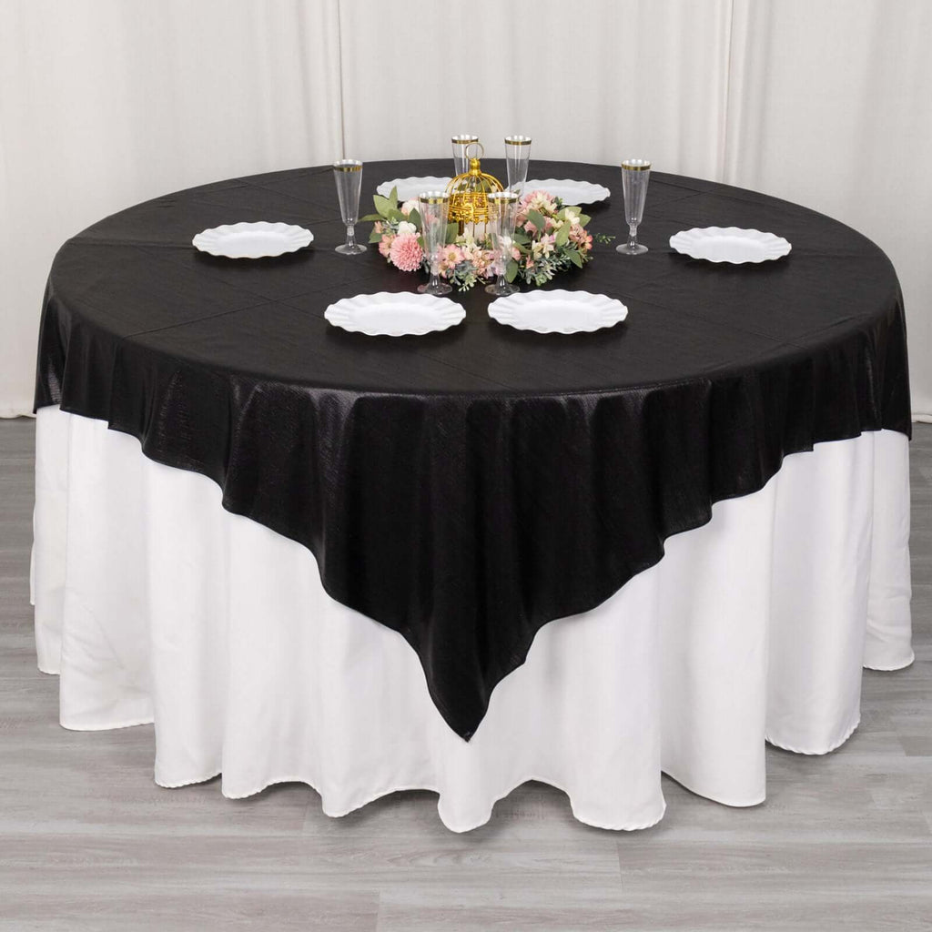 Polyester 72"x72" Table Overlay Square Tablecloth Black - Sequin Dots Wrinkle - Free Table Cover - Bell Racket Store