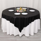 Polyester 72"x72" Table Overlay Square Tablecloth Black - Sequin Dots Wrinkle - Free Table Cover - Bell Racket Store