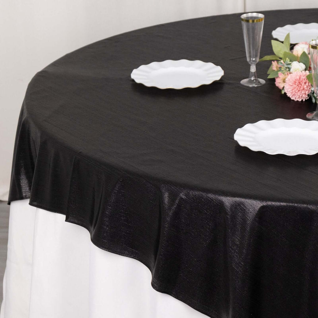 Polyester 72"x72" Table Overlay Square Tablecloth Black - Sequin Dots Wrinkle - Free Table Cover - Bell Racket Store