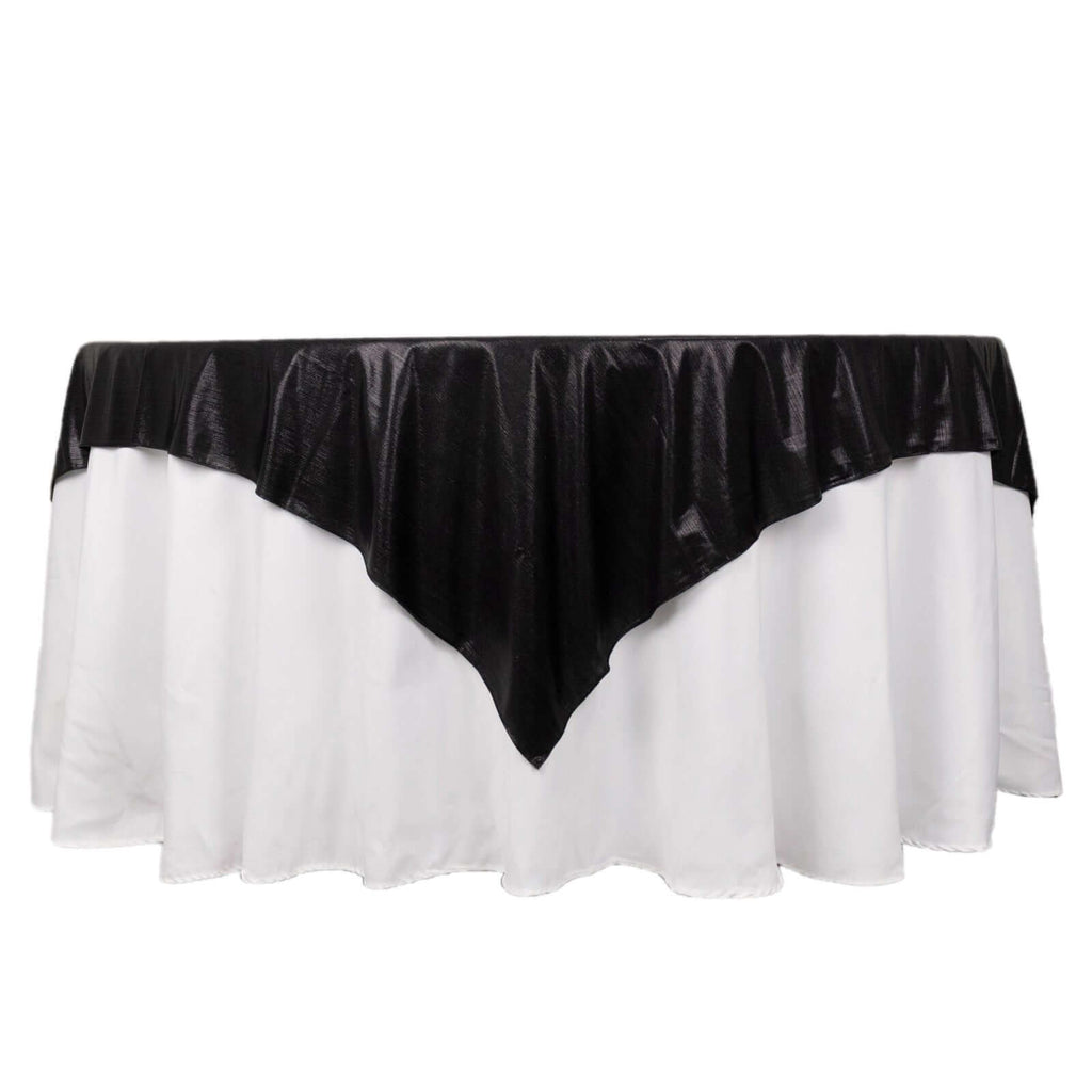 Polyester 72"x72" Table Overlay Square Tablecloth Black - Sequin Dots Wrinkle - Free Table Cover - Bell Racket Store