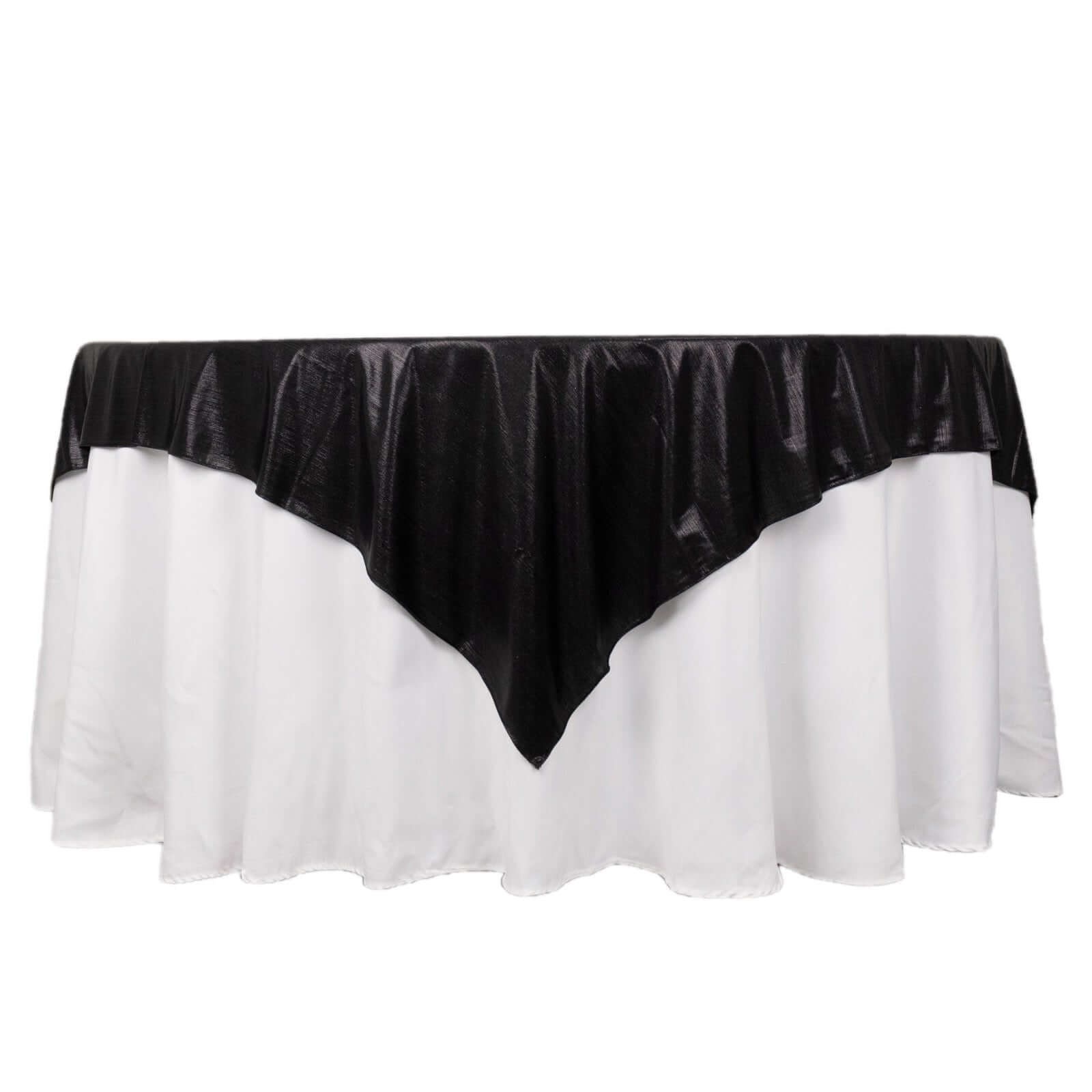 Polyester 72"x72" Table Overlay Square Tablecloth Black - Sequin Dots Wrinkle - Free Table Cover - Bell Racket Store