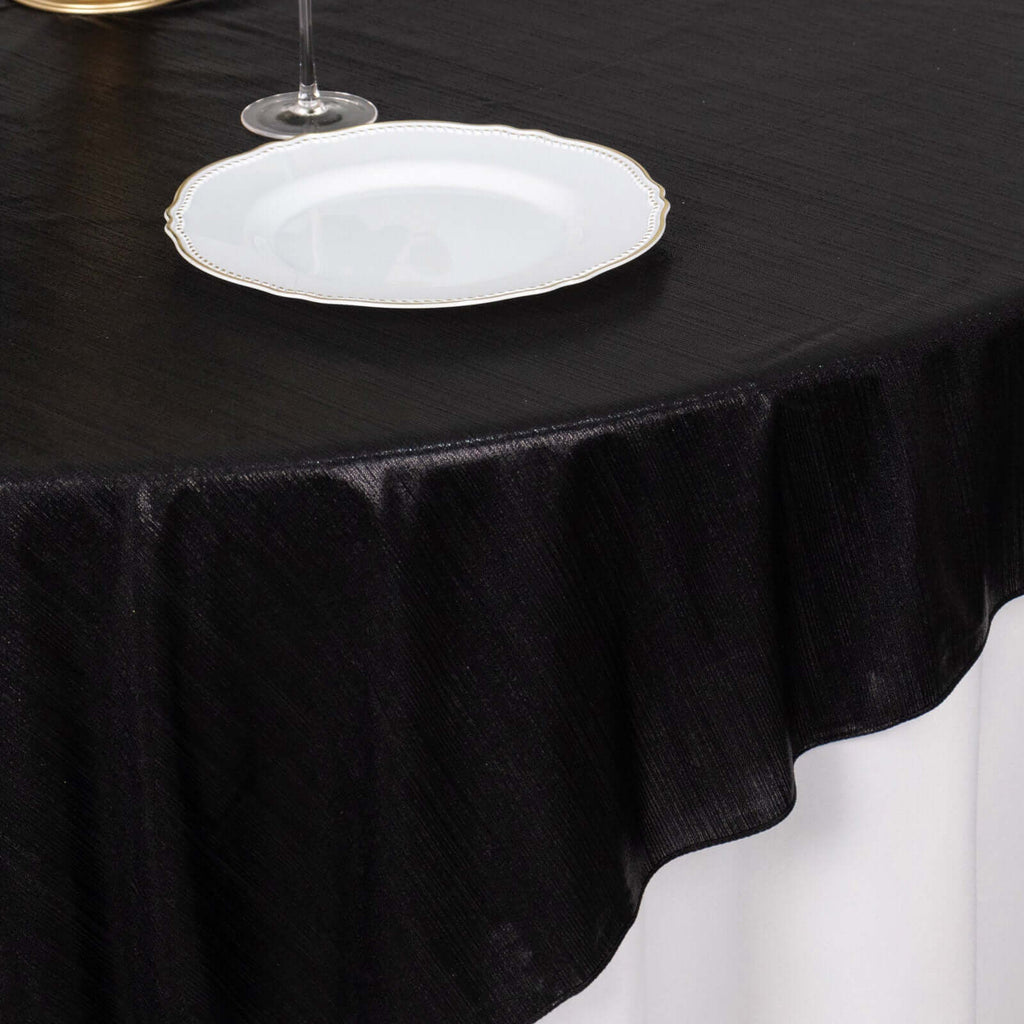 Polyester 72"x72" Table Overlay Square Tablecloth Black - Sequin Dots Wrinkle - Free Table Cover - Bell Racket Store