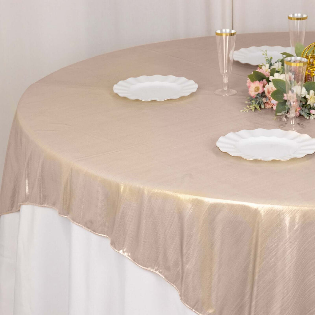 Polyester 72"x72" Table Overlay Square Tablecloth Blush - Sequin Dots Wrinkle - Free Table Cover - Bell Racket Store