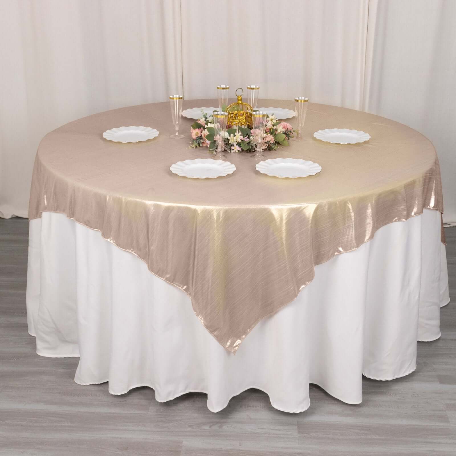 Polyester 72"x72" Table Overlay Square Tablecloth Blush - Sequin Dots Wrinkle - Free Table Cover - Bell Racket Store