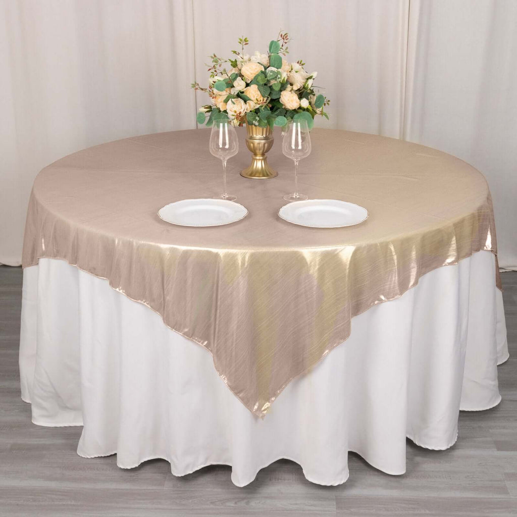 Polyester 72"x72" Table Overlay Square Tablecloth Blush - Sequin Dots Wrinkle - Free Table Cover - Bell Racket Store