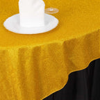 Polyester 72"x72" Table Overlay Square Tablecloth Gold - Glitter Sparkle Design for Classy Celebrations - Bell Racket Store