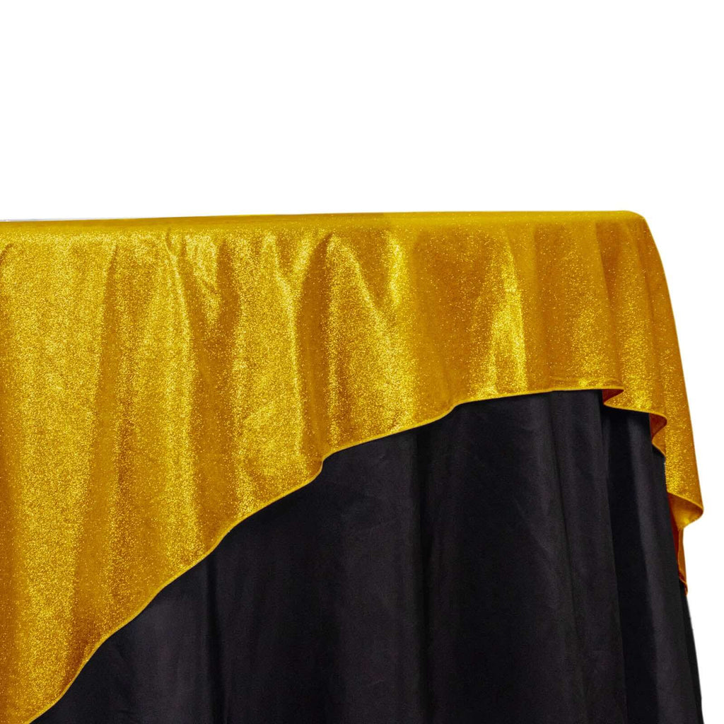 Polyester 72"x72" Table Overlay Square Tablecloth Gold - Glitter Sparkle Design for Classy Celebrations - Bell Racket Store