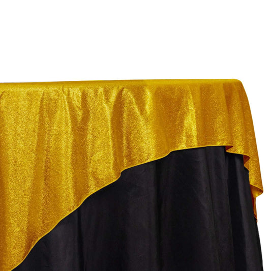 Polyester 72"x72" Table Overlay Square Tablecloth Gold - Glitter Sparkle Design for Classy Celebrations - Bell Racket Store