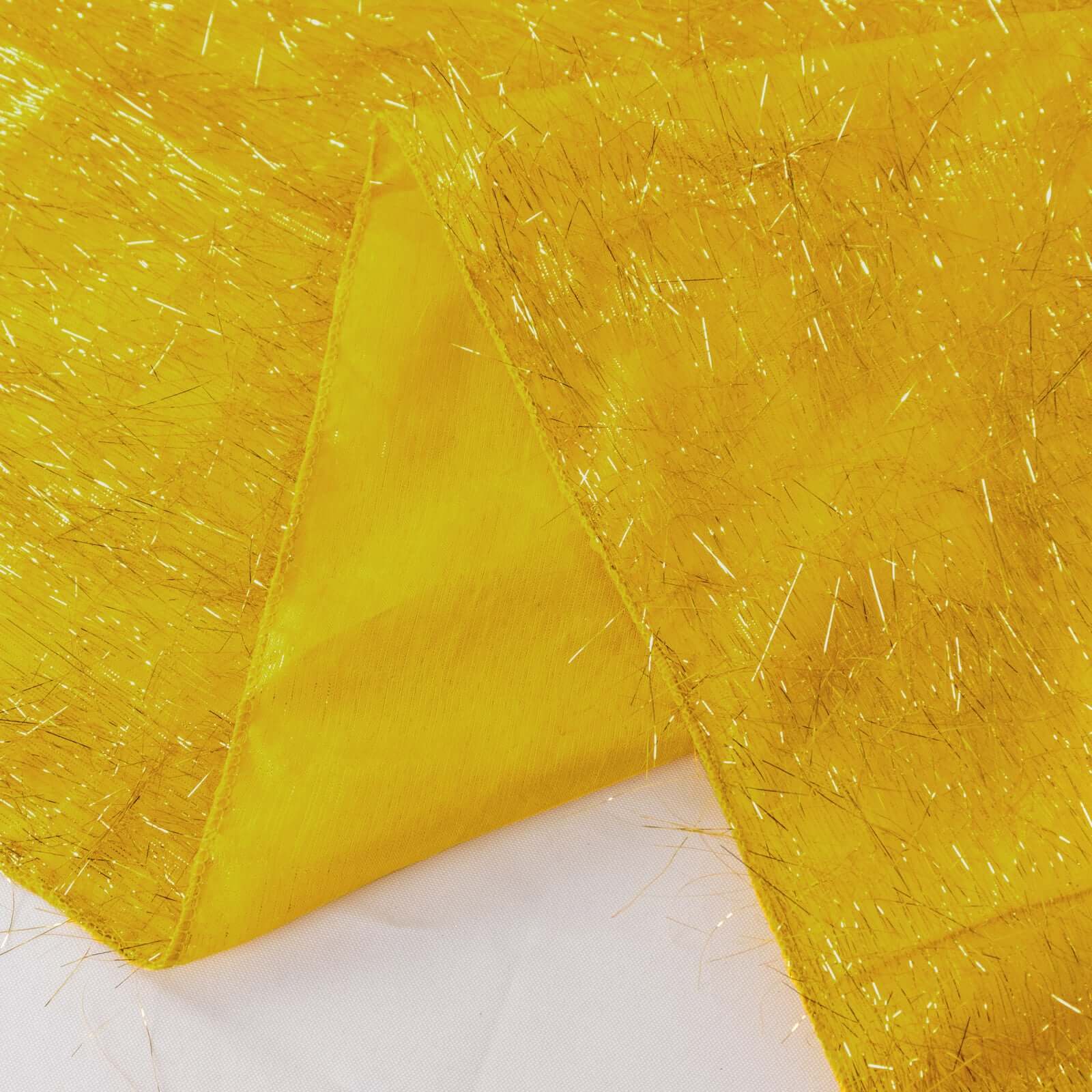 Polyester 72"x72" Table Overlay Square Tablecloth Gold - Metallic Fringe Shag Tinsel Design for Luxe Events - Bell Racket Store