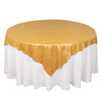 Polyester 72"x72" Table Overlay Square Tablecloth Gold Shimmer Sequin Dots Wrinkle - Free Design for Stylish Celebrations - Bell Racket Store