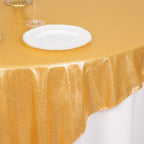 Polyester 72"x72" Table Overlay Square Tablecloth Gold Shimmer Sequin Dots Wrinkle - Free Design for Stylish Celebrations - Bell Racket Store
