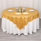 Polyester 72"x72" Table Overlay Square Tablecloth Gold Shimmer Sequin Dots Wrinkle - Free Design for Stylish Celebrations - Bell Racket Store