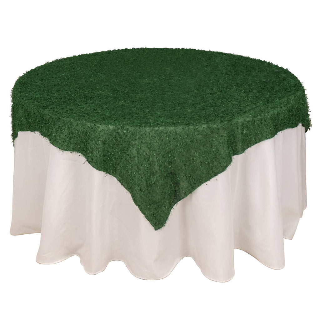 Polyester 72"x72" Table Overlay Square Tablecloth Green - Fringe Shag Table Topper - Bell Racket Store