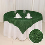 Polyester 72"x72" Table Overlay Square Tablecloth Green - Fringe Shag Table Topper - Bell Racket Store