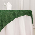 Polyester 72"x72" Table Overlay Square Tablecloth Green - Fringe Shag Table Topper - Bell Racket Store