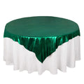 Polyester 72"x72" Table Overlay Square Tablecloth Hunter Emerald Green - Sequin Dots Wrinkle - Free Table Cover - Bell Racket Store