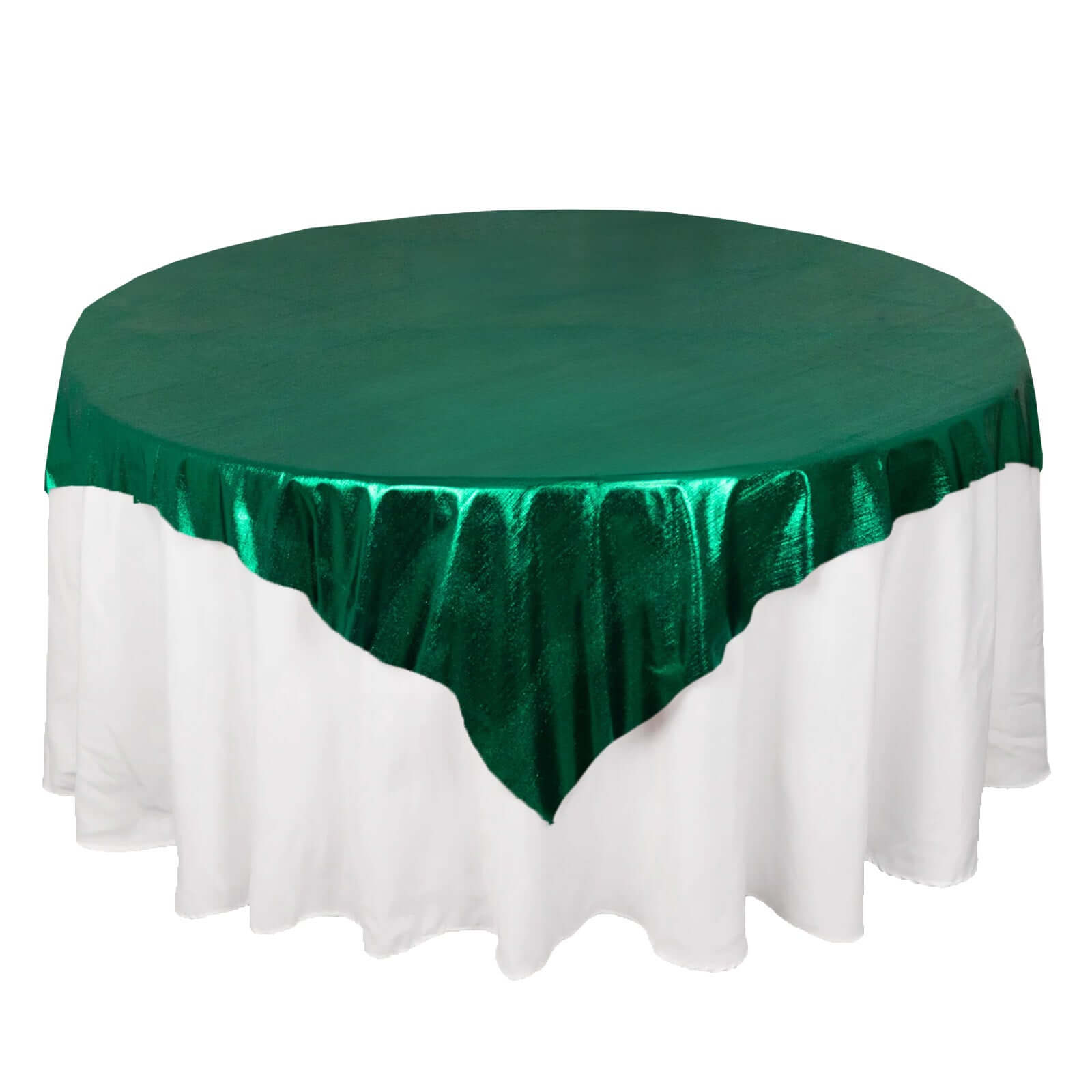 Polyester 72"x72" Table Overlay Square Tablecloth Hunter Emerald Green - Sequin Dots Wrinkle - Free Table Cover - Bell Racket Store
