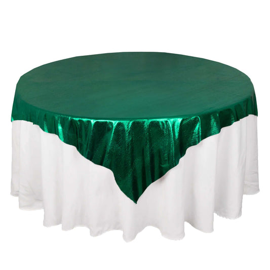 Polyester 72"x72" Table Overlay Square Tablecloth Hunter Emerald Green - Sequin Dots Wrinkle - Free Table Cover - Bell Racket Store