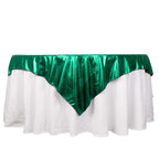 Polyester 72"x72" Table Overlay Square Tablecloth Hunter Emerald Green - Sequin Dots Wrinkle - Free Table Cover - Bell Racket Store