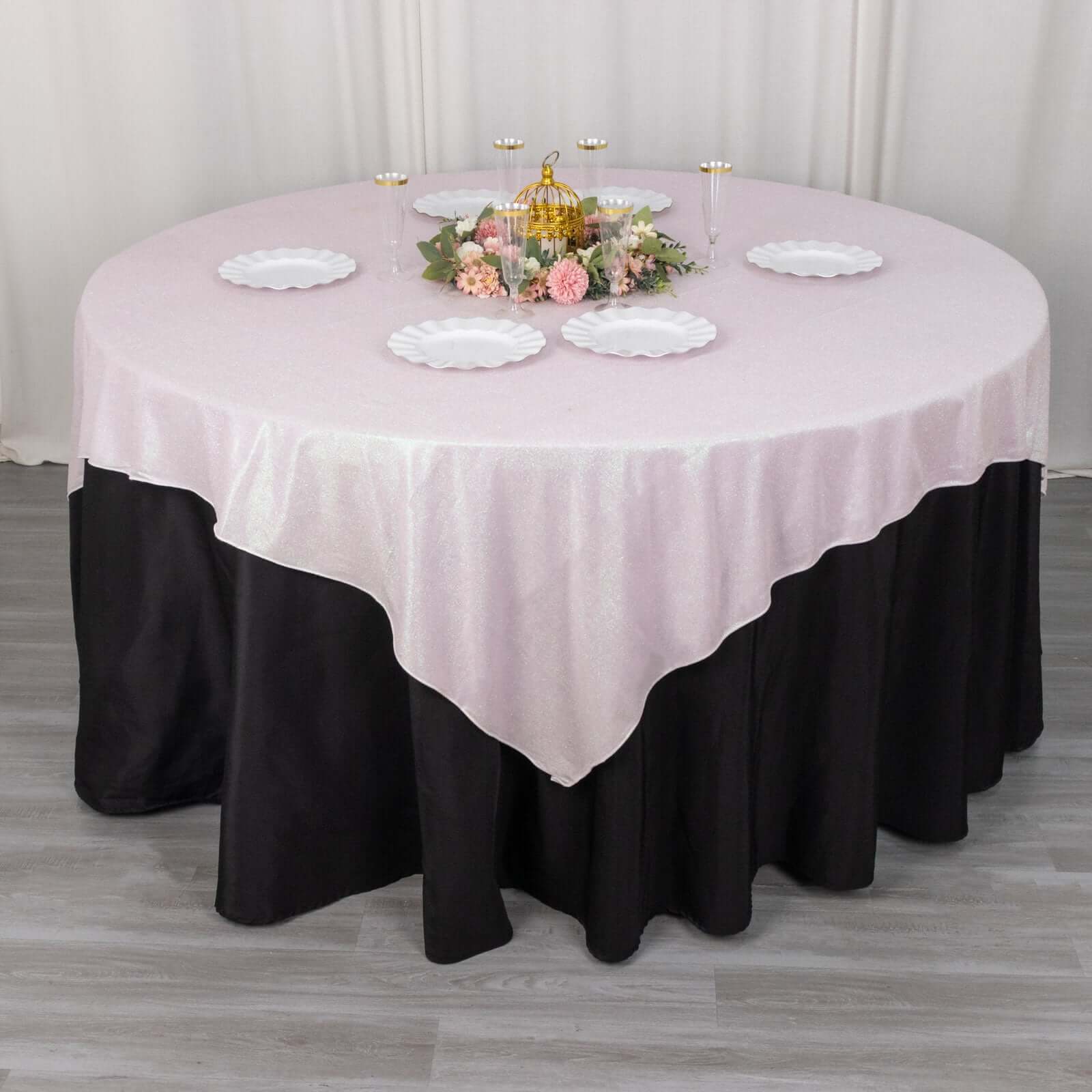 Polyester 72"x72" Table Overlay Square Tablecloth Iridescent - Glitter Sparkle Table Topper - Bell Racket Store