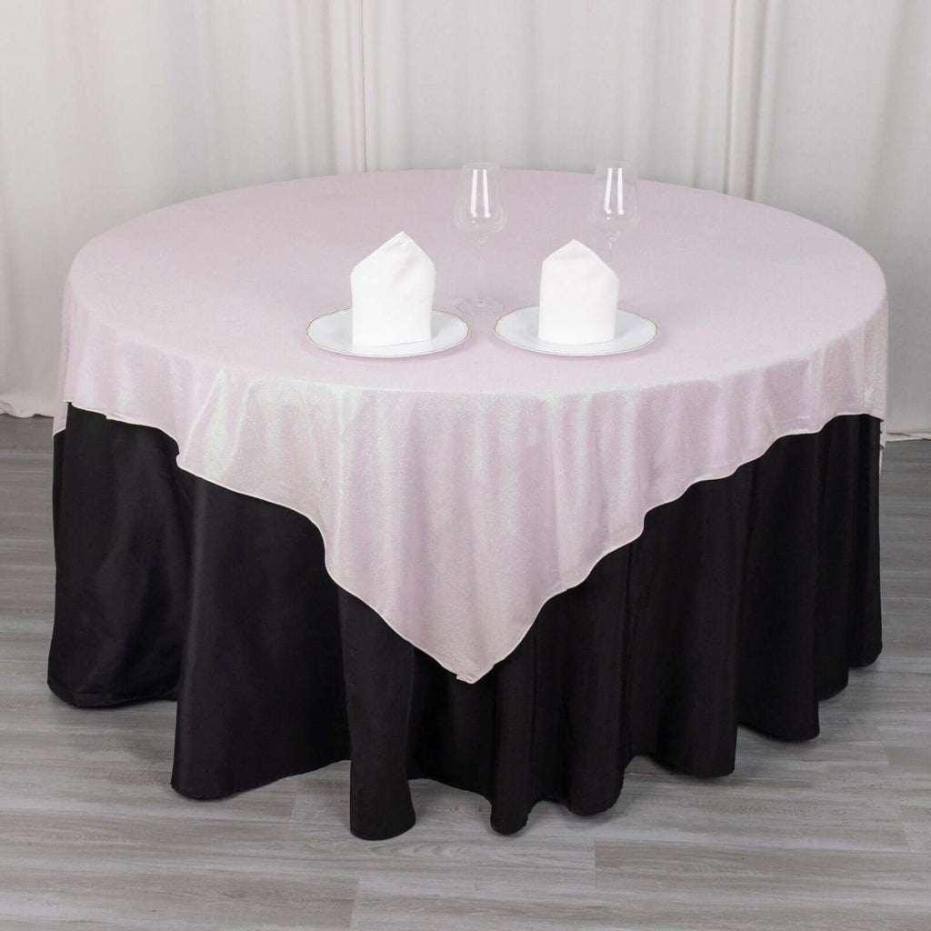 Polyester 72"x72" Table Overlay Square Tablecloth Iridescent - Glitter Sparkle Table Topper - Bell Racket Store